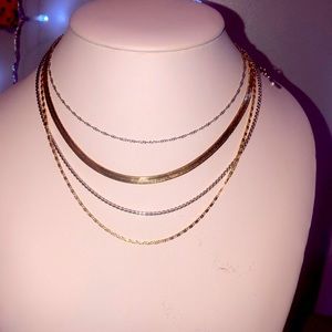 Gold & 4- Sliver  layer  necklaces